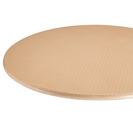 Miles Kimball Original Vinyl Table Cover with Stitched Elastic Edge for Snug Fit, Sand, 45" - 56" Dia. Round