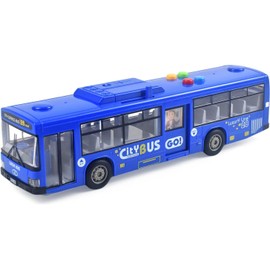 Cemirk Toy Bus with Light and Sound, Functional Doors, Friction Drive, for Children from 1 Year Old, Blue