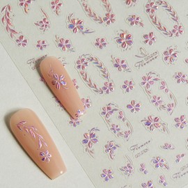 QIUTIMIY 1 Sheets Nail Art Stickers Decals 5D Embossed Self-Adhesive Nail Design Supplies Accessories（Spring Pink Flower）