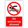 No swimming allowed safety sign - No swimming, No diving,