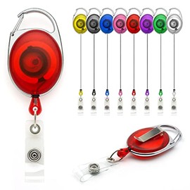 Red ID Yo-Yo Key with Belt Clip Spools 1 Piece, ID Card Holder Yoyo Retractable Card Holder Key Card Key Ring Set Key Ring Retractable