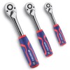 WORKPRO 3PC Ratchet Set 1/4" 3/8"1/2" Quick-Release Reversible Socket Wrench