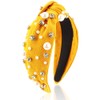 AHONEY Pearl Headband Knotted Headband for Women Girls, Rhinestone Top