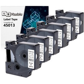 6x Msudoku 45013 s0720530 Compatible with Dymo D1 12 mm x 7 m Label Tape 45013 a45013 Black on White for LabelManager 160 280 210D 360D 420P PnP 450D Label Printers