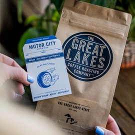 Great Lakes Medium Roast Whole Bean Coffee, Motor City Signature Blend, Farmer Direct Sourced from Brazil, Columbia, and Guatemala, 12 Ounces