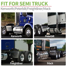 24" x 24" Pair of Stainless Steel Quarter Fenders Fit for Semi Truck, Heavy Duty Tube Bracket Quarter Fender Fit for Freightliner Kenworth Volvo Peterbilt Mack International(Alloy Steel)