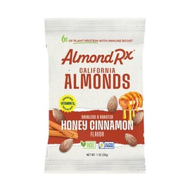 AlmondRx | Heart Healthy Skinless Lightly Salted California Almond Snack Packs | Fortified with Vitamin D | Plant Protein | Keto | Vegan | No Sugar Added (24 Pack, Honey Cinnamon)
