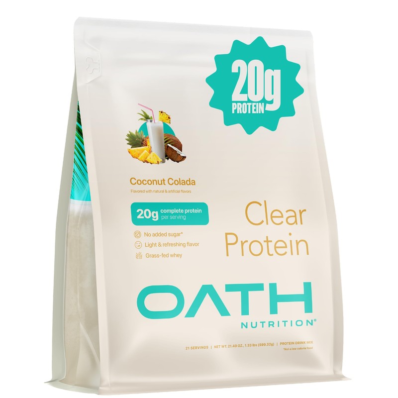 Oath Nutrition Clear Whey Isolate Protein Powder, Coconut Colada, 20g