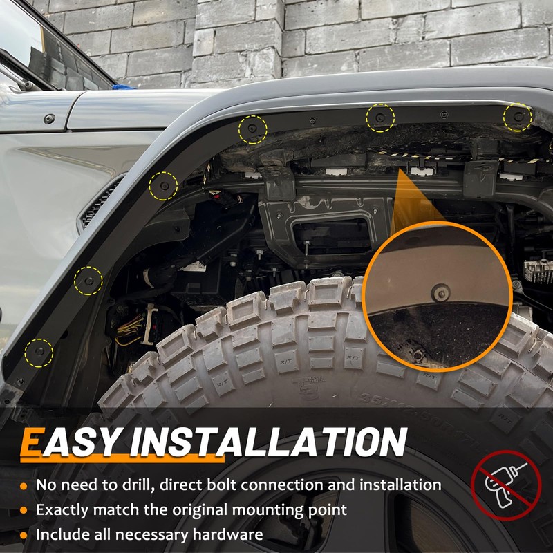 Front & Rear Fender Liner Fender Trim Extension Protector for