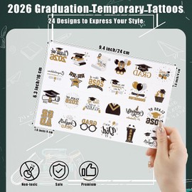 Fovths 144 Tatuajes Temporales de Graduación 2025. Pegatinas de Tatuajes de Graduación. Artículos para Fiestas. Decoraciones para Fiestas de Graduación. Regalos para Estudiantes Universitarios(Chicas