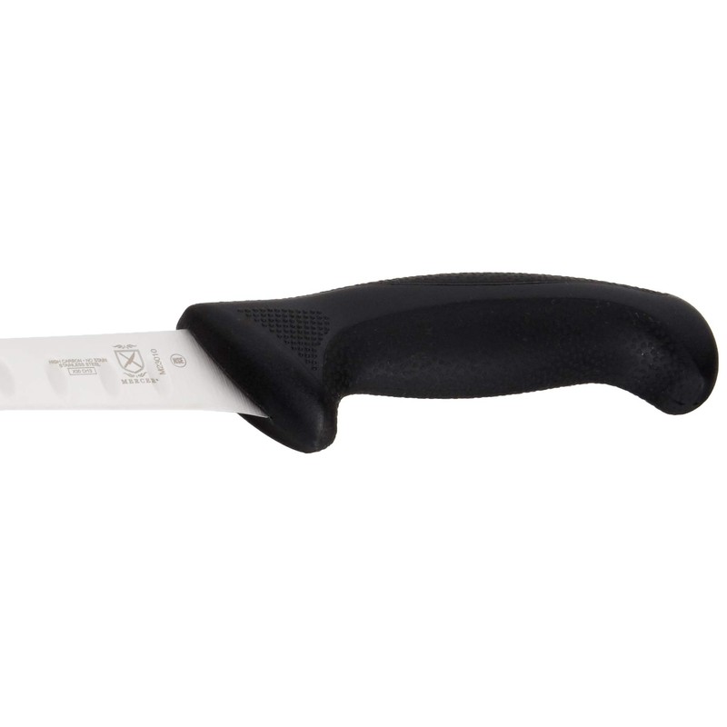 Mercer Culinary M23010 Millennia Black Handle, 10.3-Inch Granton Edge, Salmon,