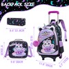 Oruiji Girls Rolling Backpack for Kids with Wheels,Cute Cat Lightweight