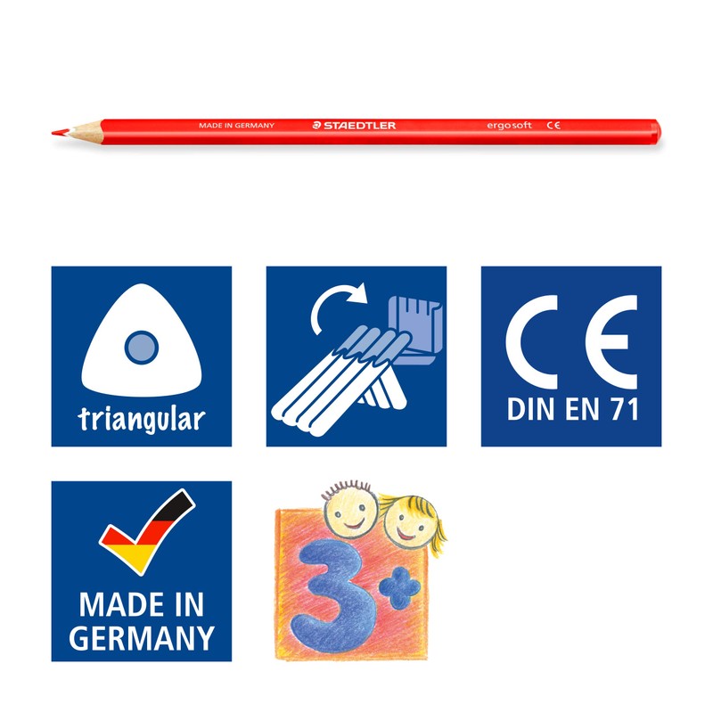 Staedtler ergosoft 157 SB12P Colouring Pencils 157, Ergonomic Triangular Shape,