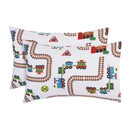 2-Pack Toddler Travel Pillowcases -100% Soft Microfiber, Breathable and Hypoallergenic - 14" by 20" Kids Pillowcases fits Pillows 14x19, 13x18 or 12x16, Choo Choo Train