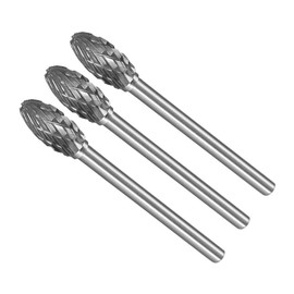 CoCud Tungsten Carbide Rotary Burrs File, 1/8" Shank 6mm Dia, Double Cut Oval Shape Rotary Burrs Tool - (Applications: for Metal Carving), 3-Pieces