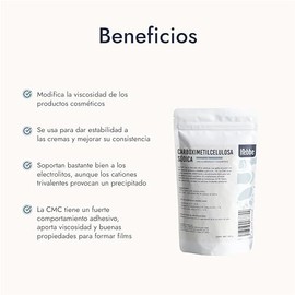 HEBBE - Carboximetilcelulosa 250 g | Modifica la Viscosidad de los Productos Cosméticos | Estabilidad para Cremas y Consistencia Mejorada | Soporta El