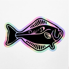 Holographic Decal Stickers of Detailed Halibut Fish 1 Premium Waterproof Vinyl Decal Stickers for Laptop Phone Accessory Helmet Car Window Mug Tuber Cup Door Wall Decoration ANDVER350338bHO