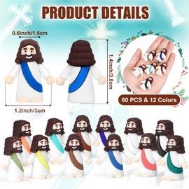 Draupnir 60PCS Little Jesus Figures Easter Mini Jesus Figurines in Bulk, Religious Jesus Figures Gift for Family Friends Coworker Easter Egg Stuffers(Macaron)