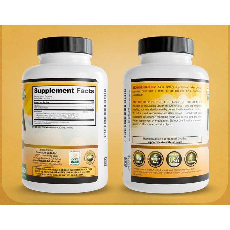 NaturaLife Labs Organic Maca Root – Black, Red & Yellow