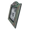 Western Silver Roses Turquoise Faux Tooled Leather Picture Photo Frame