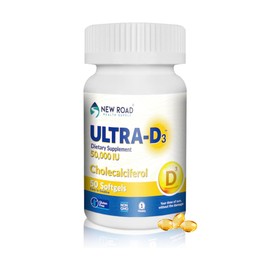 ULTRA-D3 New Road Health Supply, High-Potency Vitamin D3 50,000 IU, Once-Weekly Softgel, Supports Bone, Teeth & Immune Health, Easy-to-Swallow, Gluten-Free, 50 Count