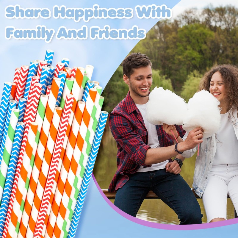 600 Pcs 13.8 Inch Colorful Cotton Candy Holder Sticks, Cotton