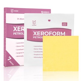 JUSORE 4"x4" Xeroform Petrolatum Dressing - 7 PCS Non Stick Gauze Pads, Medical Soft Fine Mesh Gauze Patch for Wound Care, Burns, Lacerations, Skin Grafts & Surgical Incisions, 7 Individual Pack
