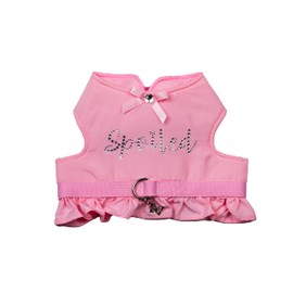 Dolly Doggy Parton Dog Harnesses and Leash/Collar Set Collection, Pink Spoiled Harness with Flounce, Small