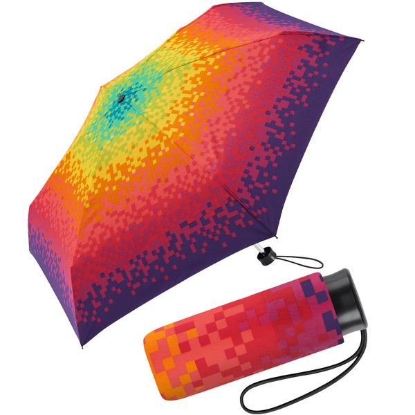 happy rain Ultra Mini Pocket Umbrella, Rainbow Pixel