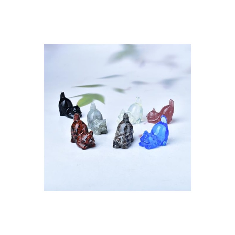 DZJXBZhu Opal Cat Crystal Statue Healing Crystal Reiki Meditation Pocket