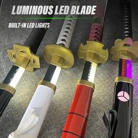 Adust Lighting Up Roronoa Zoro Sword Illuminated Anime Sword, Zoro Cosplay Costume 41 inch Overall, Japanese Zoro Katana Samurai Sword for Cosplay