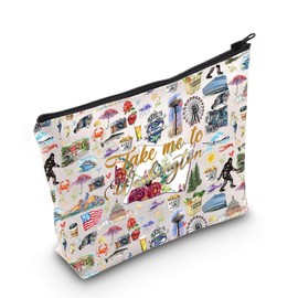 WZMPA Washington State Travel Cosmetic Bag Washington Souvenir Gift Take Me To Washington Zipper Pouch Bag Washington Vacation Gift (Take Washington)