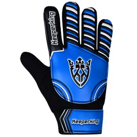 Keeperking Goalkeeper Gloves Children, Boys and Girls, Junior Football Gloves Football Player Gloves for Boys Goalkeeper Gloves (7, Dark Blue/Black/White)