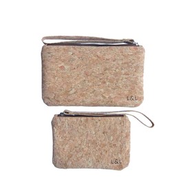 LOAM & LORE Eco and Vegan Friendly Cork Clutch Set With 2 Sizes Carry Cork Bag, Natural