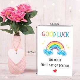 Raddimelo First Day of School Card Back to School Stuff for Daughter Son 1st Day of School Gifts Good Luck Card for Her Him Cute Welcome Back to School Sign New School Gifts Tag