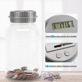 Qiekaka Coin Bank for Boys Adults, Piggy Bank for Adults Kids, Coin Jar with LCD Change Counter for Counting Money, Change Bank Designed for All US Coins(Sliver Color)
