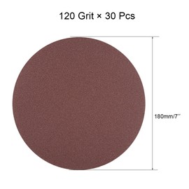 sourcingmap 30Pcs 7 inch Hook and Loop Sanding Disc 120 Grits Flocking Sandpaper for Random Orbit Sander Brown