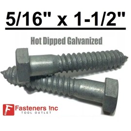 Fasteners Inc. (Choose Qty) 5/16" x 1-1/2" Hot Dipped Galvanized Hex Head Lag Bolt Screw HDG - 1000