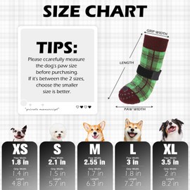 EXPAWLORER Dog Socks to Prevent Licking Paws, 4 Pcs Double Sided Anti Slip Dog Socks with Grippers, Dog Shoes Grips for Hardwood Floors, Dog Booties for Small Medium Large Senior Dogs, Green M