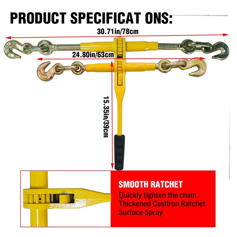 Chain and Binder Kit 5/16in-3/8in，G80 Chains Heavy Duty Ratchet Load
