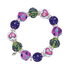 Kate & Macy Best Friends Forever Design Painted Glass & Acrylic Beads Rhinestones Bracelet Made By Clementine Design