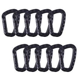 10pcs 80mm Tactical Carabiner Clip D Shape High Strength Plastic Hook Keychain for Backpack/Keychain (Black)
