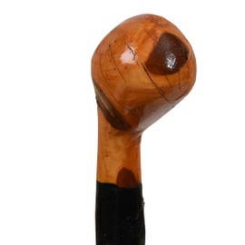 Imported Shillelagh Wooden Irish Walking Stick, Handcrafted 100% Blackthorn Wood Cane, Handles All Unique, Black High Gloss Lacquered, Made in Ireland 36"