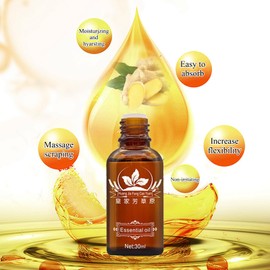 Lymphatic Drainage Ginger Oil, 2 Pack (60ml) Ginger Essential Oil, Pure Natural Ginger Essential Oil for Massage, Relieves Relax Muscle Soreness Dispels, Cold and Dehumidifies