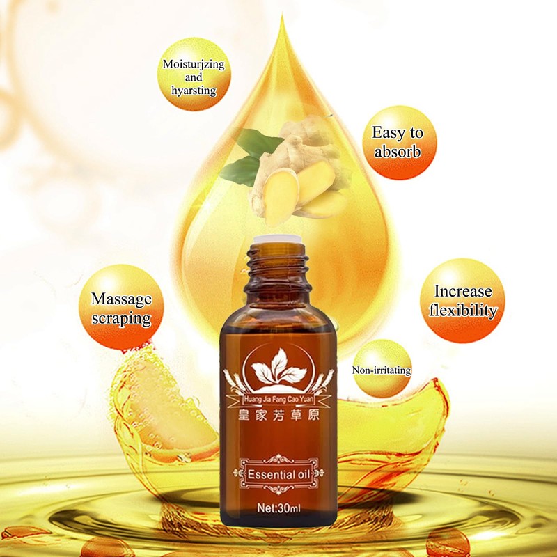 Lymphatic Drainage Ginger Oil, 2 Pack (60ml) Ginger Essential Oil,