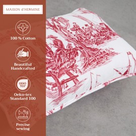 Maison d' Hermine Decorative Pillow Covers 12x20 Inch Rectangle 100% Cotton Throw Pillow Covers with Invisible Zipper Cushion Case for Living Room Couch, Chair, Sofas, Bedroom, Home (Calais - Red)