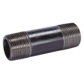 1 1/2 in Black Steel Nipple, 6 in Overall Pipe Length, Threaded on Both Ends, Welded, Pipe Schedule-Each