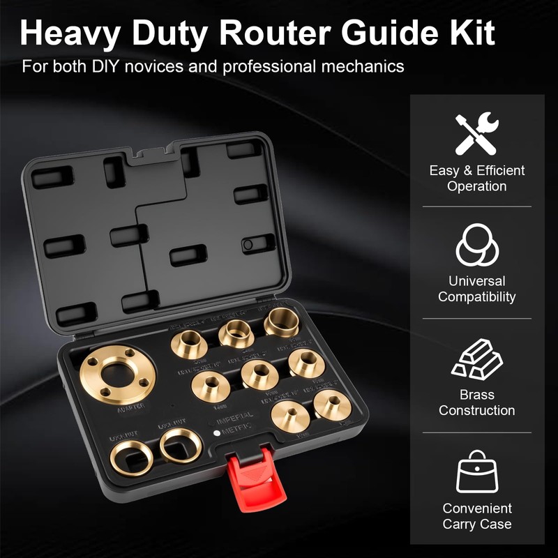 11Pcs Brass Router Bushing Guide Set, Router Template Guide with