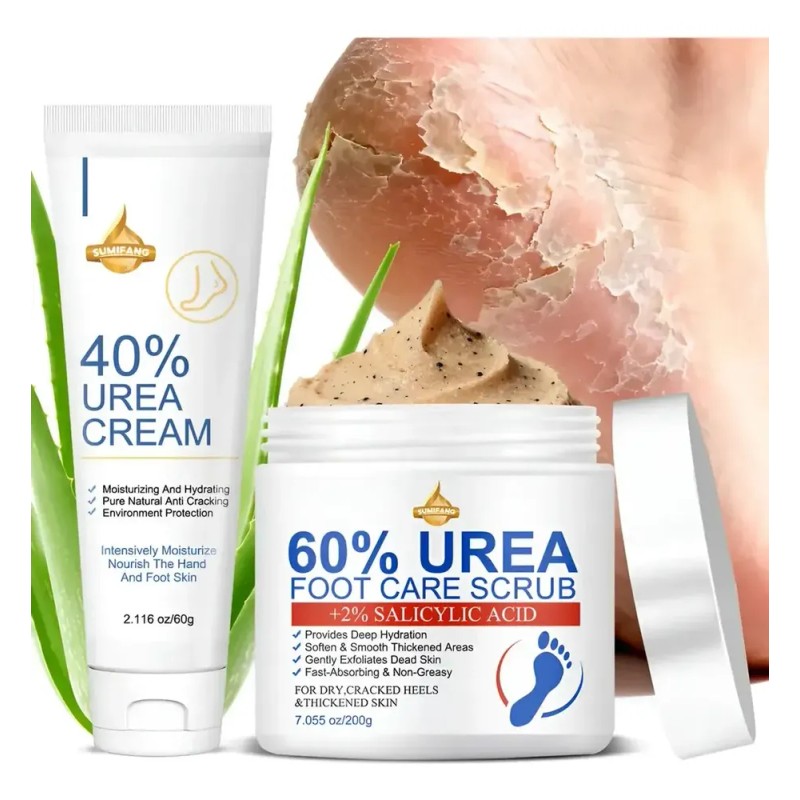 Set Crema Y Exfoliante Para Pies Con Urea 40% Y