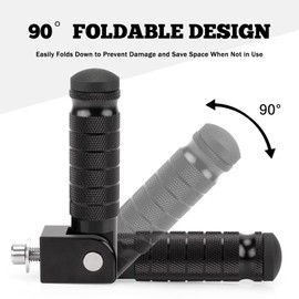 XINGWU M8 Motorcycle Foot Pegs 90 Degree Foldable Bike Pegs CNC Anti-Skid Universal for Super 73 Yamaha Honda Suzuki Aprilia Electric Car Motorbike Scooter Mini Bike Ebike Dirt Bike Go Kart (Black)